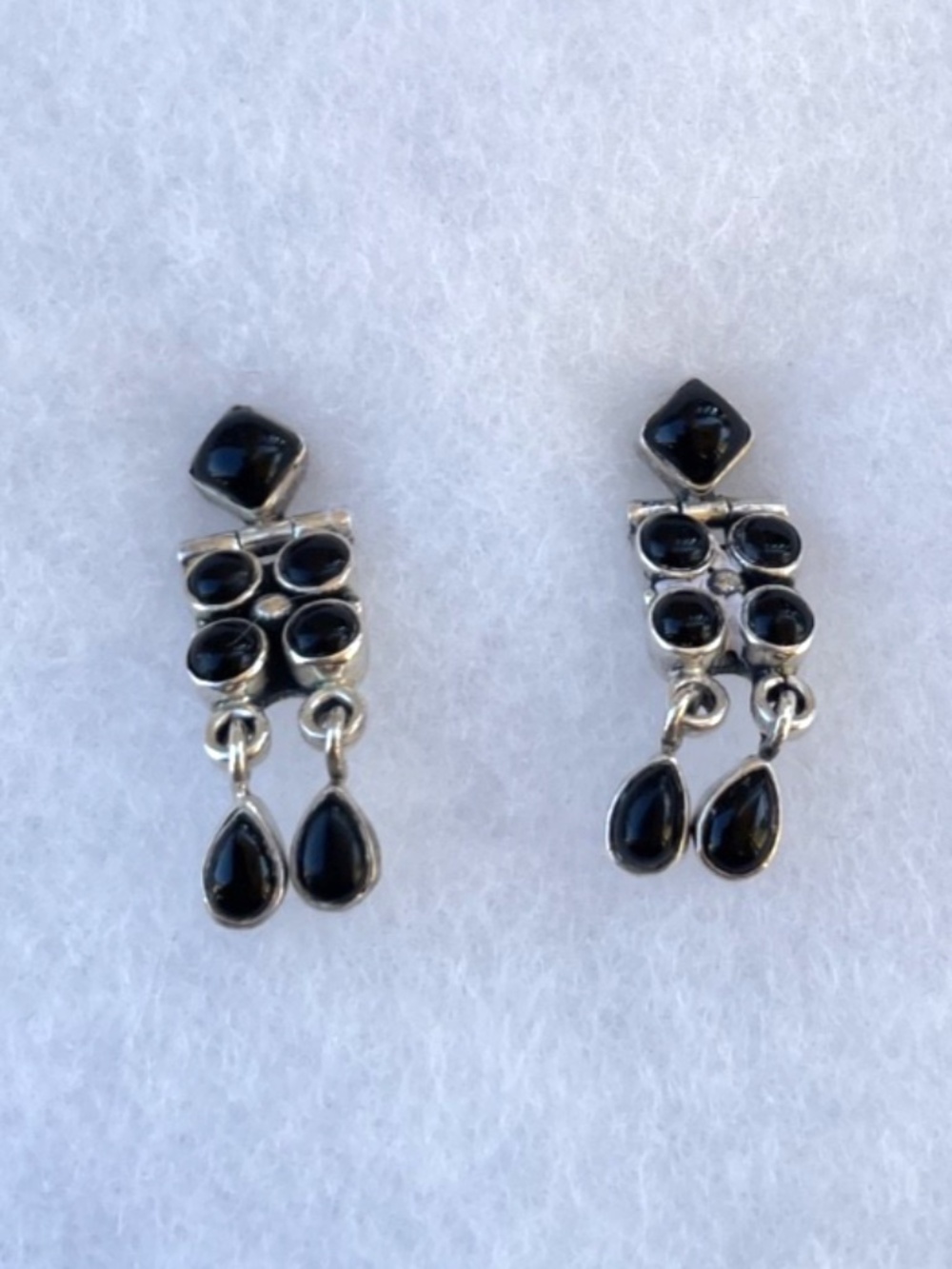 Onyx Sterling Silver Drop Southwestern Earrings